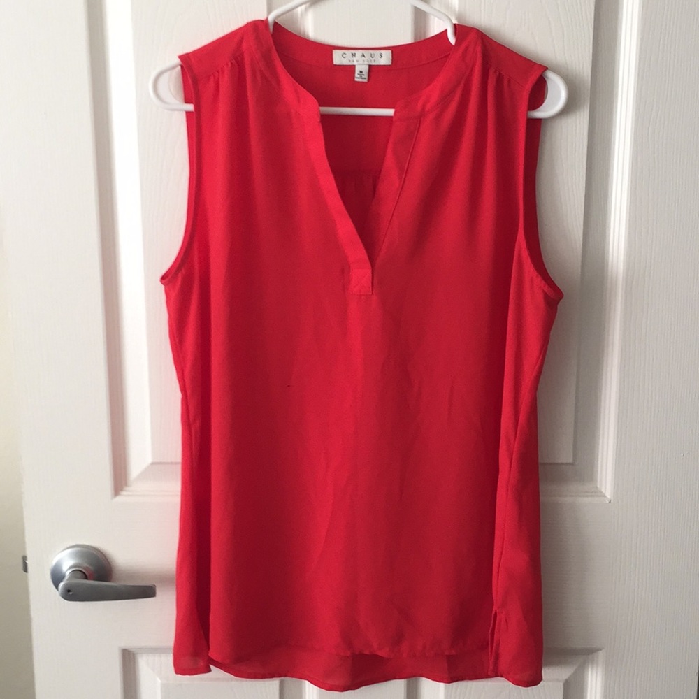 Coral Sleeveless Blouse